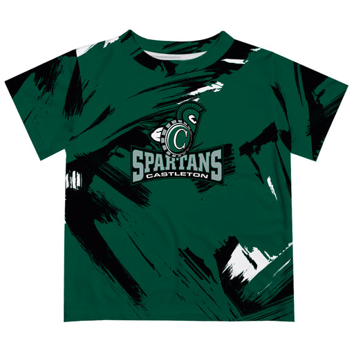 Castleton University Spartans Vive La Fete Boys Game Day Green Short Sleeve Tee Paint Brush