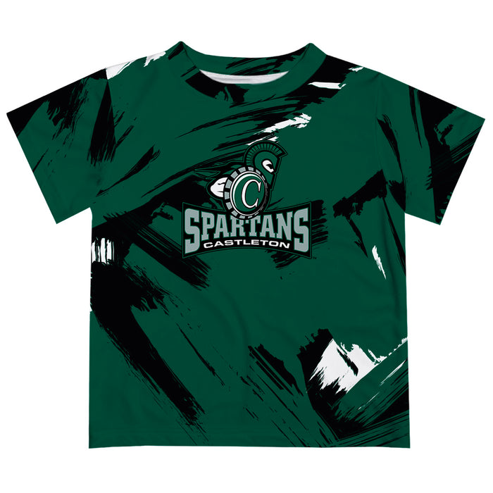 Castleton University Spartans Vive La Fete Boys Game Day Green Short Sleeve Tee Paint Brush
