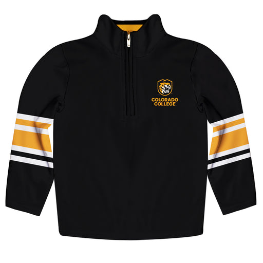 Colorado College Tigers Vive La Fete Game Day Black Quarter Zip Pullover Stripes on Sleeves - Vive La Fête - Online Apparel Store