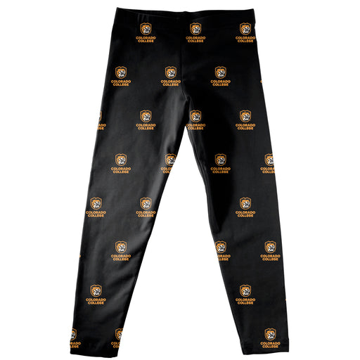 Colorado College Tigers Vive La Fete Girls Game Day All Over Logo Elastic Waist Classic Play Black Leggings Tights - Vive La Fête - Online Apparel Store
