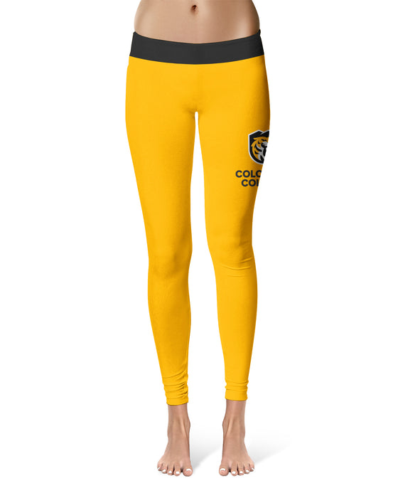 Colorado College Tigers Vive La Fete Game Day Collegiate Logo on Thigh Gold Women Yoga Leggings 2.5 Waist Tights" - Vive La Fête - Online Apparel Store