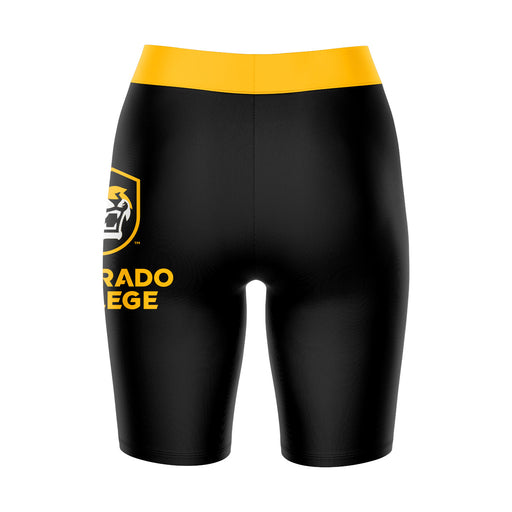 Colorado College Tigers Vive La Fete Game Day Logo on Thigh and Waistband Black and Gold Women Bike Short 9 Inseam" - Vive La Fête - Online Apparel Store