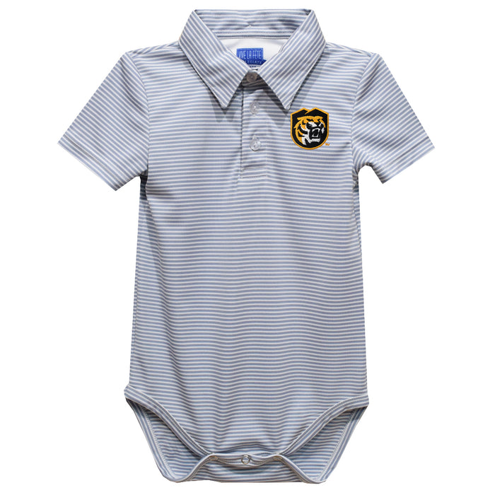 Colorado College Tigers Embroidered Gray Stripe Knit Boys Polo Bodysuit
