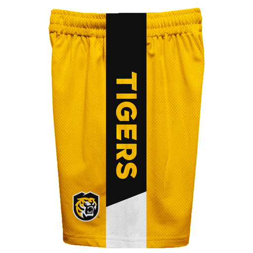 Colorado College Tigers Vive La Fete Game Day Gold Stripes Boys Solid Black Athletic Mesh Short - Vive La Fête - Online Apparel Store