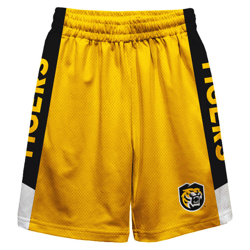 Colorado College Tigers Vive La Fete Game Day Gold Stripes Boys Solid Black Athletic Mesh Short