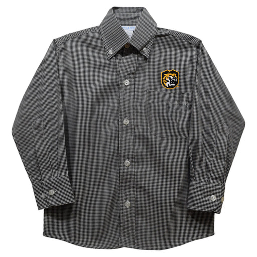 Colorado College Tigers Embroidered Black Gingham Long Sleeve Button Down