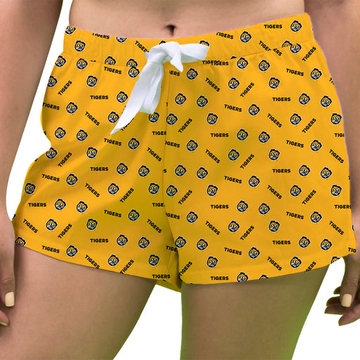 Colorado College Tigers Vive La Fete Game Day All Over Logo Women Gold Lounge Shorts