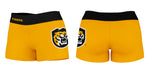 Colorado College Tigers Vive La Fete Logo on Thigh & Waistband Gold Black Women Yoga Booty Workout Shorts 3.75 Inseam - Vive La Fête - Online Apparel Store
