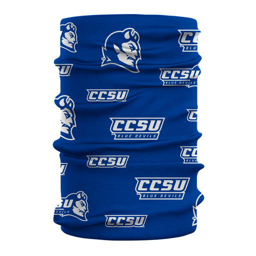 Central Connecticut State Blue Devils CCSU Neck Gaiter Blue All Over Logo - Vive La Fête - Online Apparel Store