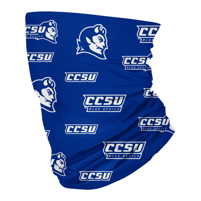 Central Connecticut State Blue Devils CCSU Neck Gaiter Blue All Over Logo - Vive La Fête - Online Apparel Store