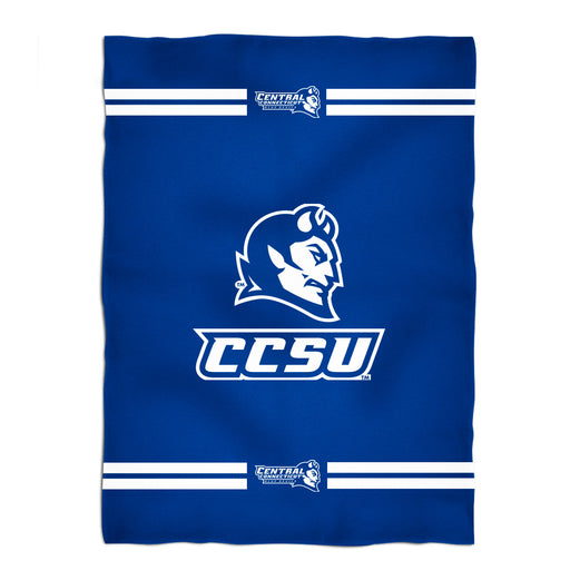 Central Connecticut State Blue Devils CCSU Game Day Soft Premium Fleece Navy Throw Blanket 40 x 58" Logo & Stripes"
