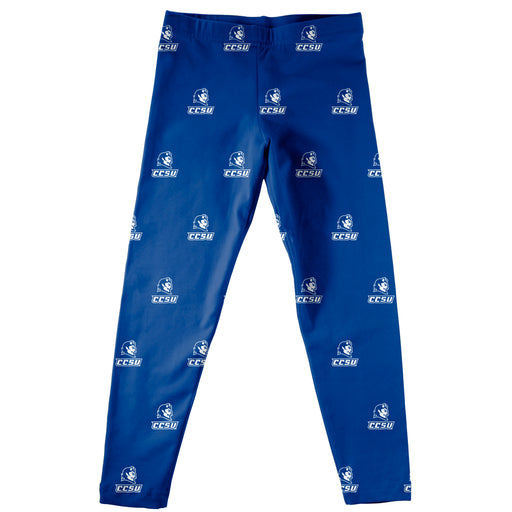Central Connecticut State Blue Devils CCSU Girls Game Day All Over Logo Elastic Waist Classic Play Blue Leggings Tights - Vive La Fête - Online Apparel Store