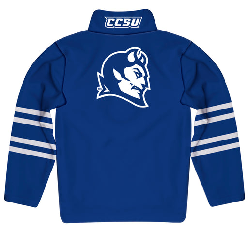 Central Connecticut State Blue Devils CCSU Vive La Fete Game Day Blue Quarter Zip Pullover Stripes on Sleeves - Vive La Fête - Online Apparel Store