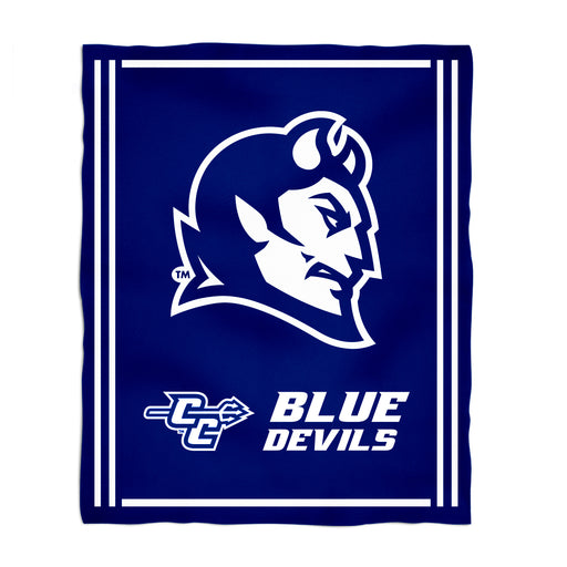 Central Connecticut State Blue Devils CCSU Vive La Fete Kids Game Day Blue Plush Soft Minky Blanket 36 x 48 Mascot