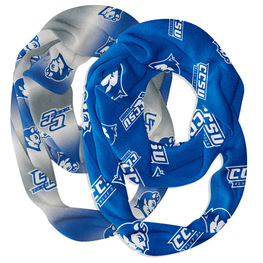 CCSU Blue Devils Vive La Fete All Over Logo Game Day Collegiate Women Set of 2 Light Weight Ultra Soft Infinity Scarfs