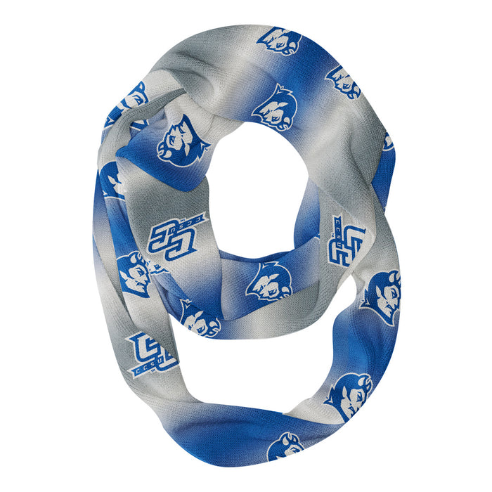 CCSU Blue Devils Vive La Fete All Over Logo Game Day Collegiate Women Ultra Soft Knit Infinity Scarf