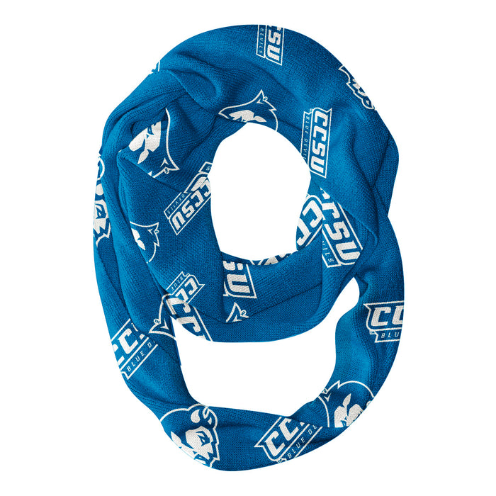 CCSU Blue Devils Vive La Fete Repeat Logo Game Day Collegiate Women Light Weight Ultra Soft Infinity Scarf