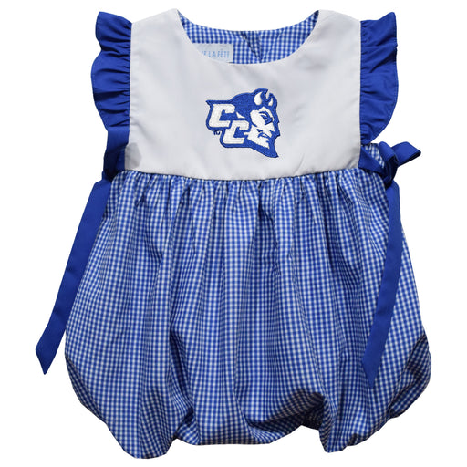 Central Connecticut State Blue Devils CCSU Embroidered Royal Gingham Girls Bubble