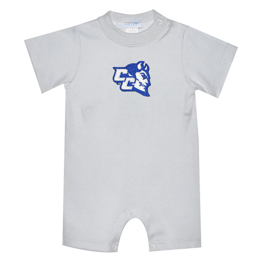 Central Connecticut State Blue Devils CCSU Embroidered White Knit Short Sleeve Boys Romper