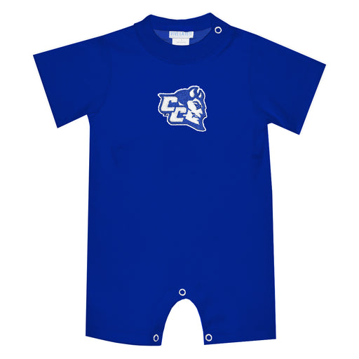 Central Connecticut State Blue Devils CCSU Embroidered Royal Knit Short Sleeve Boys Romper