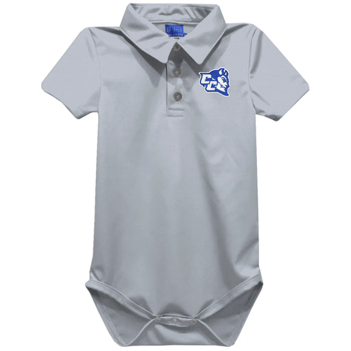 Central Connecticut State Blue Devils CCSU Embroidered Gray Solid Knit Polo Onesie