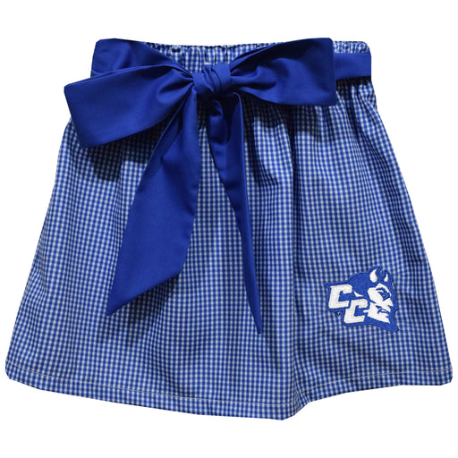 Central Connecticut State Blue Devils CCSU Embroidered Royal Gingham Skirt With Sash