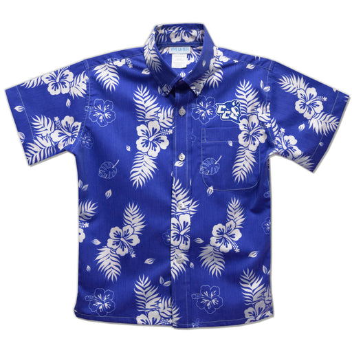 Central Connecticut State Blue Devils CCSU Royal Hawaiian Short Sleeve Button Down Shirt