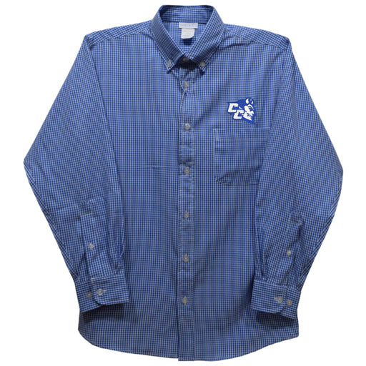 Central Connecticut State Blue Devils CCSU Embroidered Royal Gingham Long Sleeve Button Down