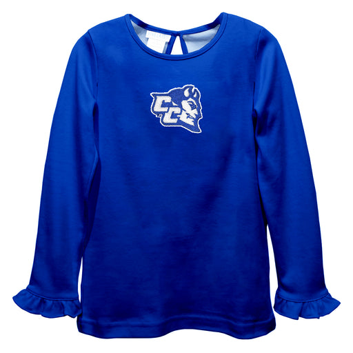 Central Connecticut State Blue Devils CCSU Embroidered Royal Knit Long Sleeve Girls Blouse