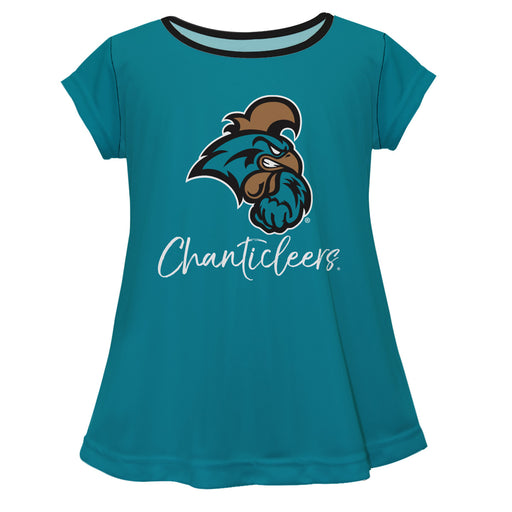 Coastal Carolina Chanticleers CCU Vive La Fete Girls Game Day Short Sleeve Teal Top with School Logo and Name