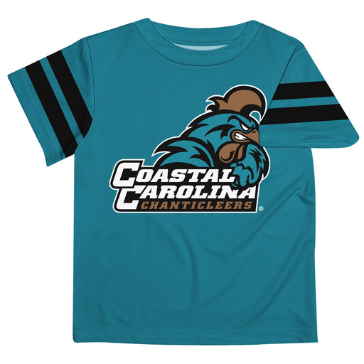 Coastal Carolina Chanticleers CCU Vive La Fete Boys Game Day Teal Short Sleeve Tee with Stripes on Sleeves