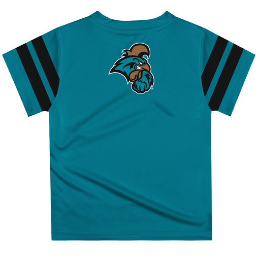 Coastal Carolina Chanticleers CCU Vive La Fete Boys Game Day Teal Short Sleeve Tee with Stripes on Sleeves - Vive La Fête - Online Apparel Store