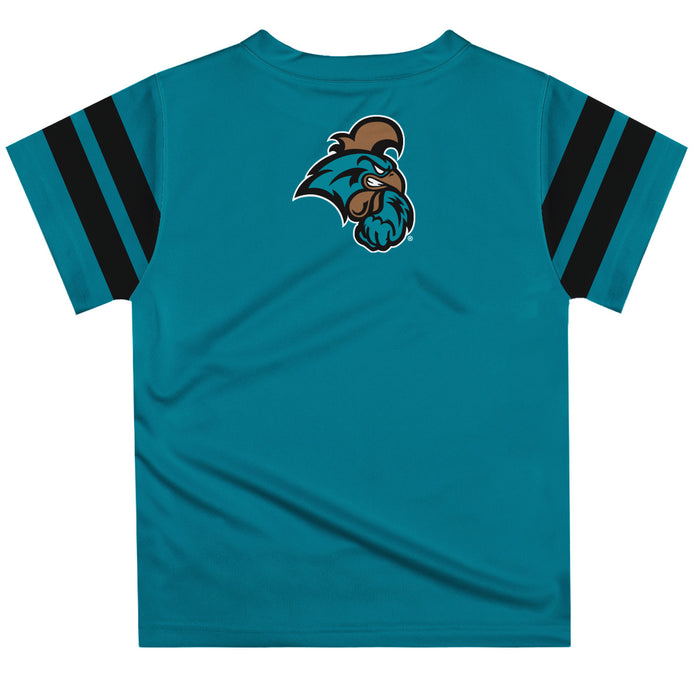 Coastal Carolina Chanticleers CCU Vive La Fete Boys Game Day Teal Short Sleeve Tee with Stripes on Sleeves - Vive La Fête - Online Apparel Store