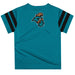 Coastal Carolina Chanticleers CCU Vive La Fete Boys Game Day Teal Short Sleeve Tee with Stripes on Sleeves - Vive La Fête - Online Apparel Store