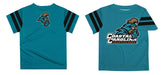 Coastal Carolina Chanticleers CCU Vive La Fete Boys Game Day Teal Short Sleeve Tee with Stripes on Sleeves - Vive La Fête - Online Apparel Store