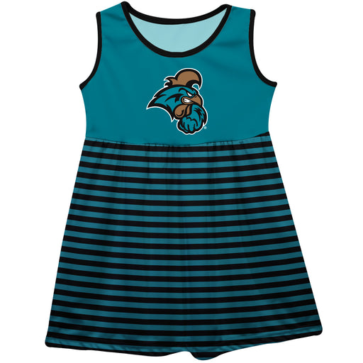 Coastal Carolina Chanticleers CCU Teal Black Sleeveless Tank Dress with Stripes on Skirt