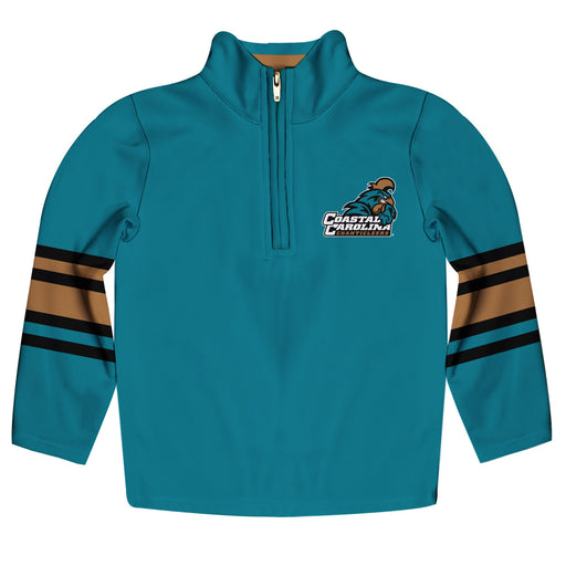 Coastal Carolina Chanticleers CCU Vive La Fete Game Day Teal Quarter Zip Pullover Stripes on Sleeves
