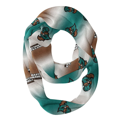 Coastal Carolina Chanticleers Vive La Fete All Over Logo Game Day Collegiate Women Ultra Soft Knit Infinity Scarf