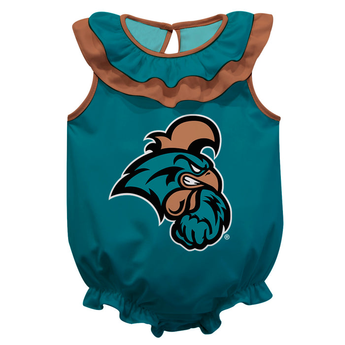 Coastal Carolina Chanticleers CCU Teal Sleeveless Ruffle Onesie Logo Bodysuit