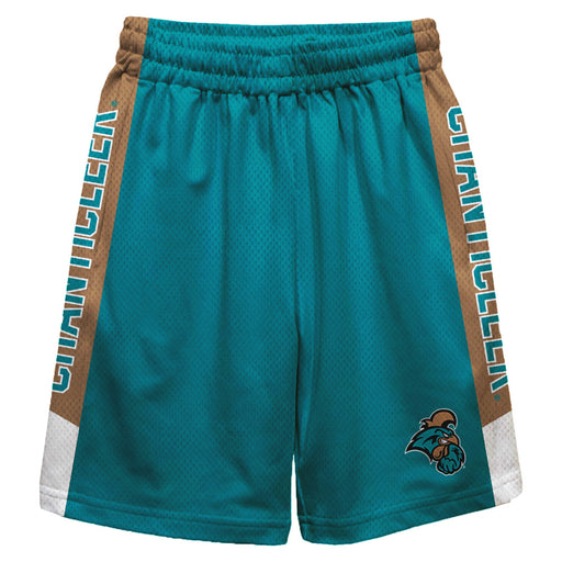 Coastal Carolina Chanticleers CCU Vive La Fete Game Day Teal Stripes Boys Solid Gold Athletic Mesh Short