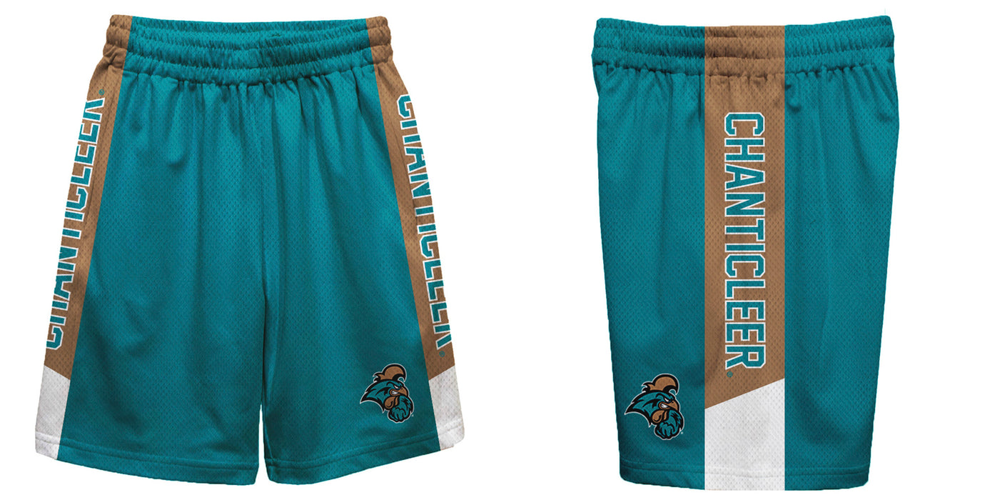 Coastal Carolina Chanticleers CCU Vive La Fete Game Day Teal Stripes Boys Solid Gold Athletic Mesh Short - Vive La Fête - Online Apparel Store