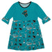Coastal Carolina Chanticleers 3/4 Sleeve Solid Teal Repeat Print Hand Sketched Vive La Fete Impressions Artwork on Skirt