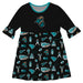 Coastal Carolina Chanticleers 3/4Sleeve Solid Black Repeat Print Hand Sketched Vive La Fete Impressions Artwork on Skirt