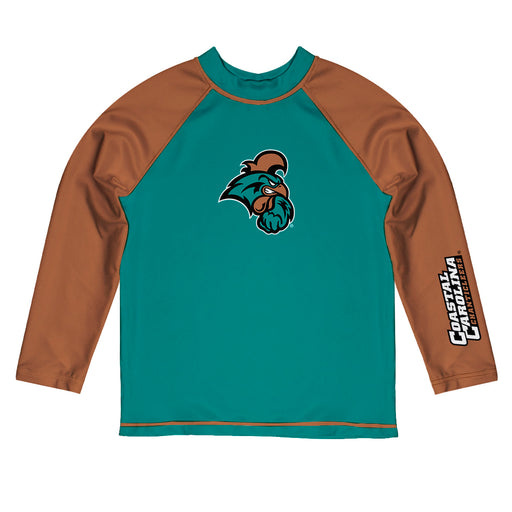 Coastal Carolina Chanticleers CCU Vive La Fete Logo Teal Gold Long Sleeve Raglan Rashguard