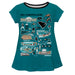 Coastal Carolina Chanticleers CCU Hand Sketched Vive La Fete Impressions Artwork Teal Short Sleeve Top