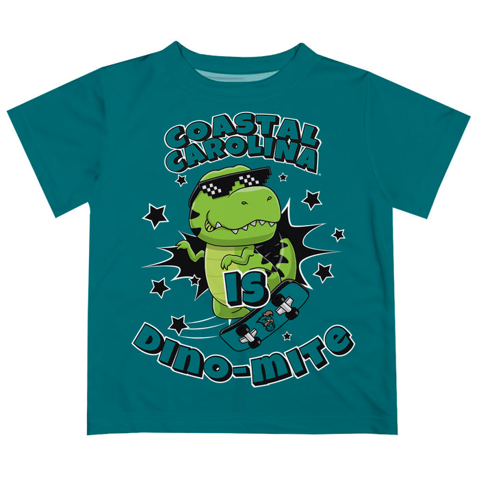 Coastal Carolina Chanticleers CCU Vive La Fete Dino-Mite Boys Game Day Teal Short Sleeve Tee