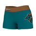 CCU Chanticleers Vive La Fete Logo on Thigh & Waistband Teal Gold Women Yoga Booty Workout Shorts 3.75 Inseam"