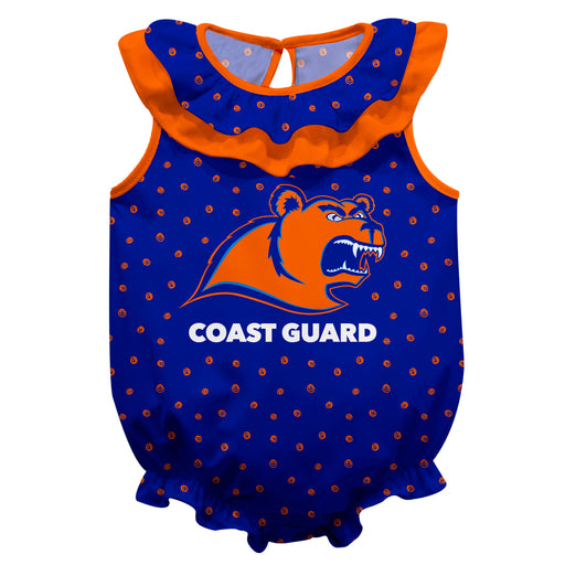 Coast Guard Bears Swirls Blue Sleeveless Ruffle Onesie Logo Bodysuit