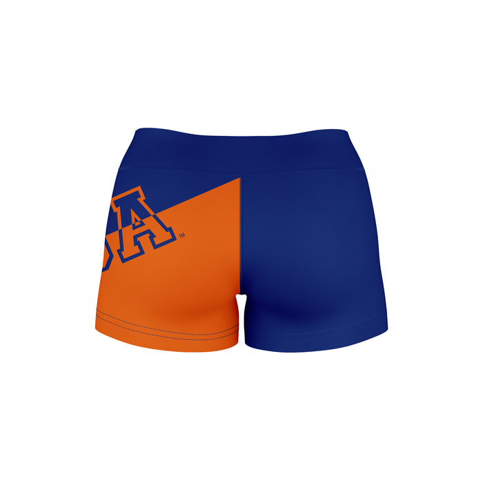 US Coast CGA Bears Vive La Fete Game Day Collegiate Leg Color Block Women Blue Orange Optimum Yoga Short - Vive La Fête - Online Apparel Store