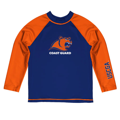 Coast Guard Bears Vive La Fete Logo Blue Orange Long Sleeve Raglan Rashguard